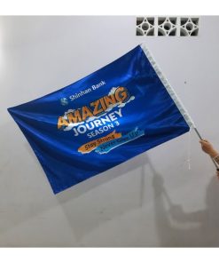 in cờ vải lưu niệm màu xanh